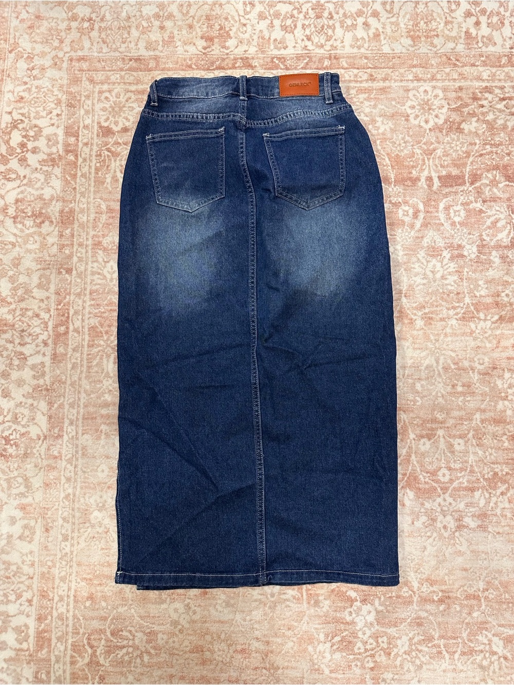 Mid Length 🫐 Jean Skirt W/ Slit - Picture 7 of 12